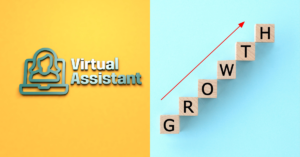 Virtual assistant logo with growth concept